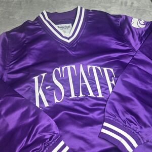 Homefield K State Wildcats Satin Bomber Jacket Purple Retro Mens M NCAA New